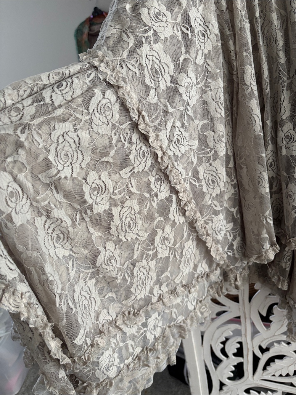 Boho Tiered Lace Maxi Skirt in Taupe - Picture 6 of 7